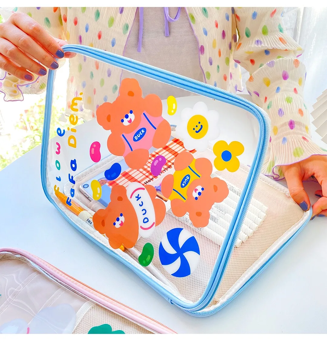 2021 Bentoy Milkjoy Bear Rabbit 10.5 11inch Mac Ipad Case Holder Transperant Fashion Cute Girls IPad Bags NEW Pen Pocket |