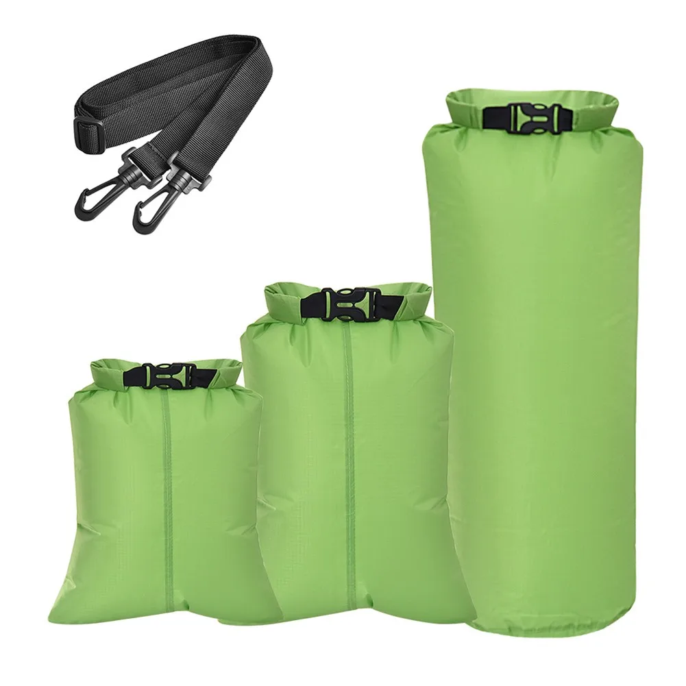 

3 Pcs/Set Outdoor Swimming Waterproof Bag Camping Rafting Storage Dry Bag With Adjustable Strap Hook Outdoor Bags