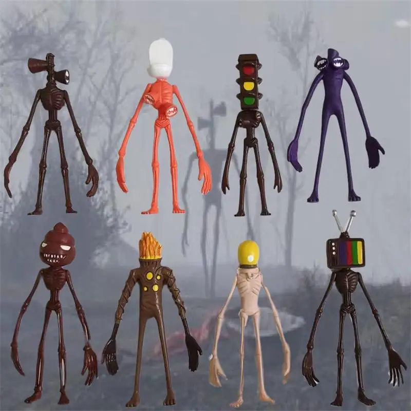 

8Pcs/Set Siren Head Toy Action Figure Sirenhead Figure Horror Model Doll Sculpture Shy Guy Urban Legend Foundation Scp 6789 Toys