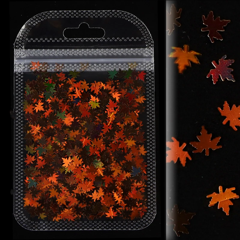 1 сумка голографическая кленовые листья ногтей стразами блестящие хлопья