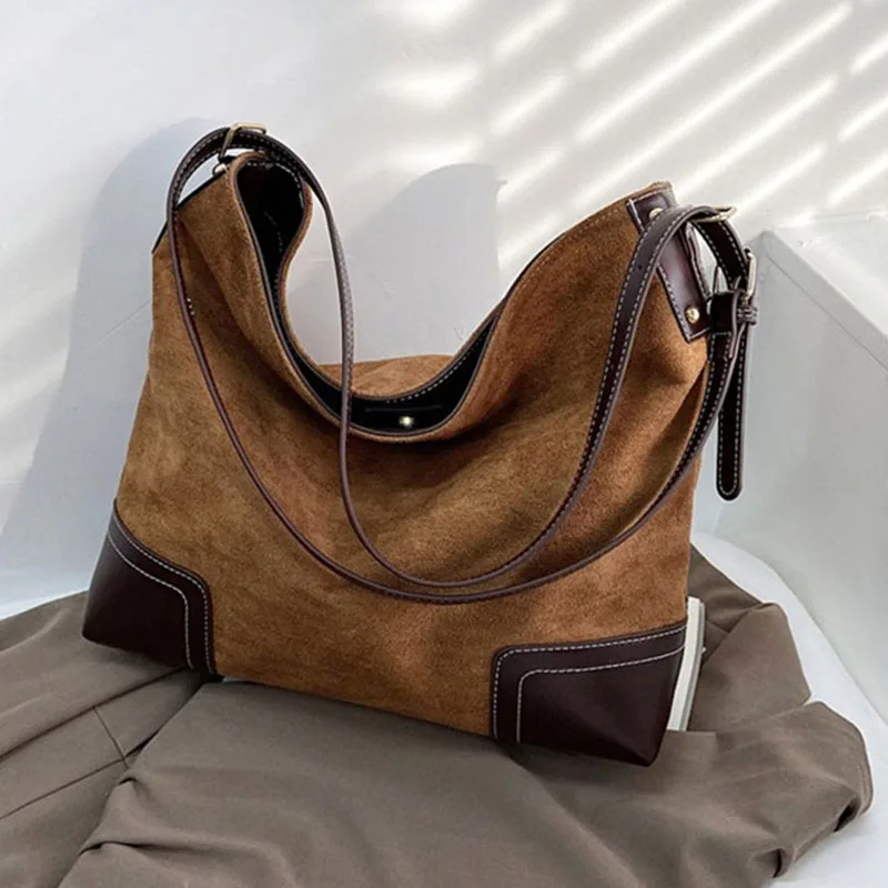 

Женские сумки на плечо 2022, мягкие кожаные Сумки из искусственной кожи, бархатные вместительные сумки-тоуты в стиле ретро, сумки через плечо, ...