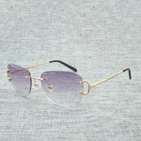 rimless c wire sunglasses men oval diamond cutting eyewear accessories oculos shade for women eyeglasses for beaching driving