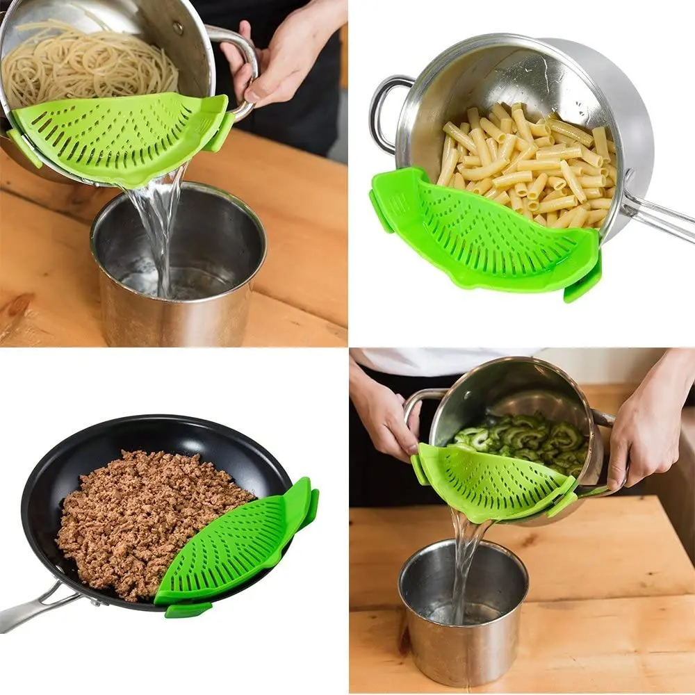 

Silicone Colanders Kitchen Clip On Pot Strainer Drainer For Draining Excess Liquid Univers Draining Pasta Vegetable Cookware