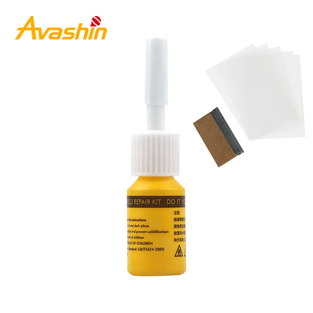 

Car Windshield Window Repair Kit Tool Glass Fluid Resin Cure Strips Razor Blade Kit Windscreen Crack Repair Glass Repair