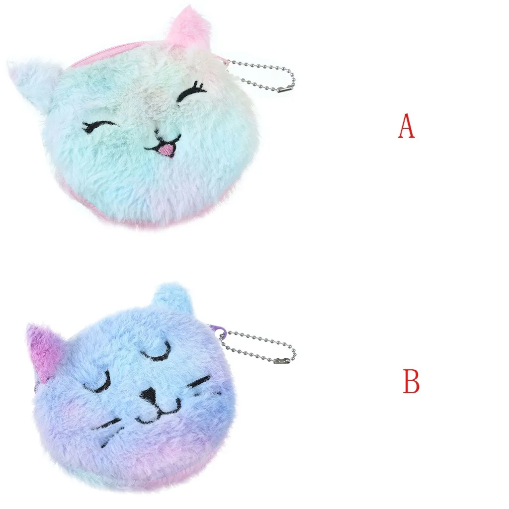 Детский плюшевый мини кошелек держатели для монет милый мультяшный на молнии в