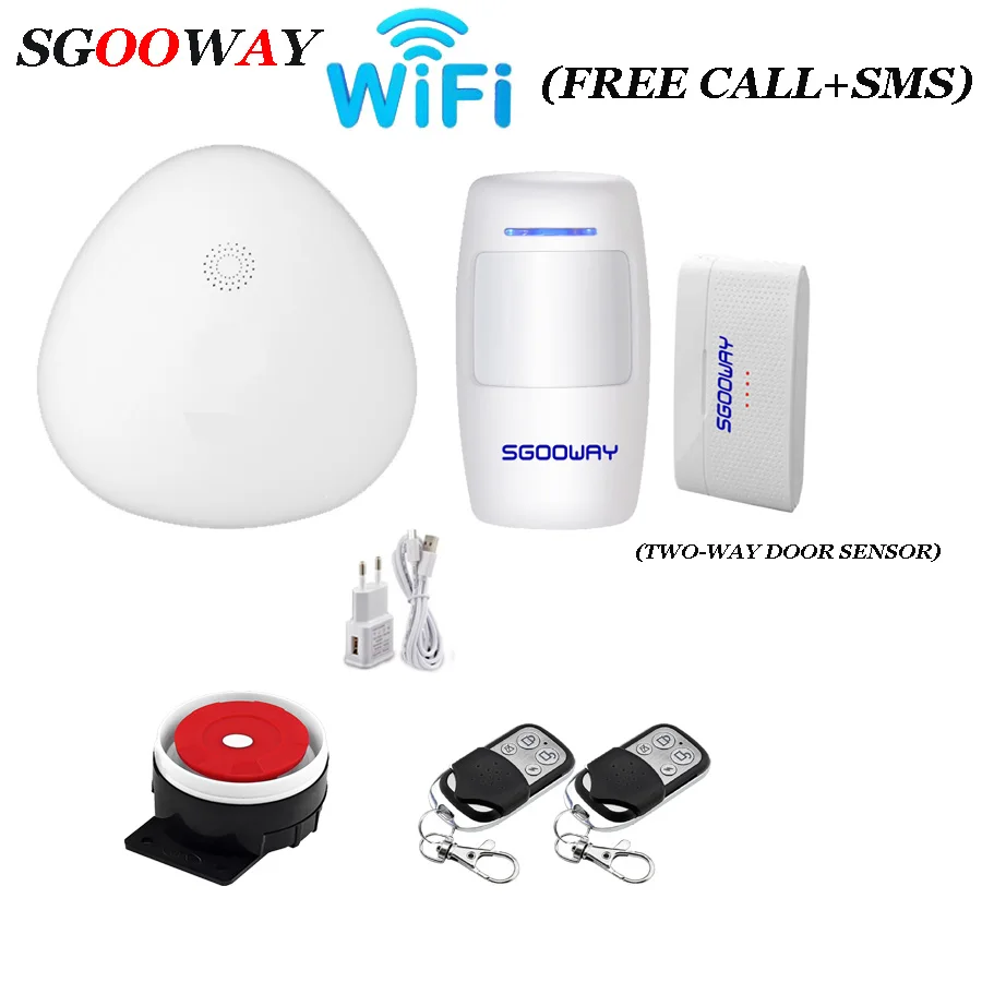 V10 Bundle C Sgooway 433 МГц беспроводная Wifi домашняя охранная сигнализация с двухсторонними датчиками - Цвет: V10 Bundle C