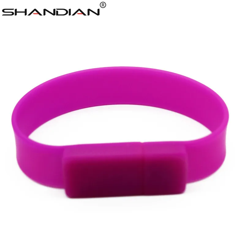 Силиконовый браслет на запястье SHANDIAN 100% реальная емкость 4 ГБ 16 32 64 USB флеш