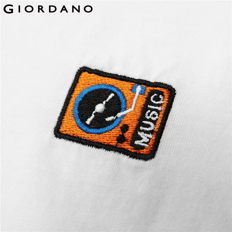 

Giordano Men Tshirts Embroidery Crewneck Short Sleeve Tee Shirts Cotton Soild Comfy Summmer Camiseta Hombre 13021003