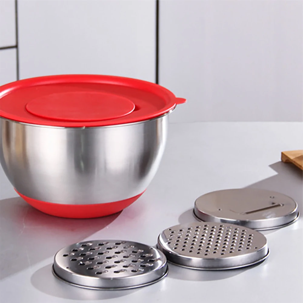 Миска для смешивания из нержавеющей стали с ручкой крышки Нескользящая
