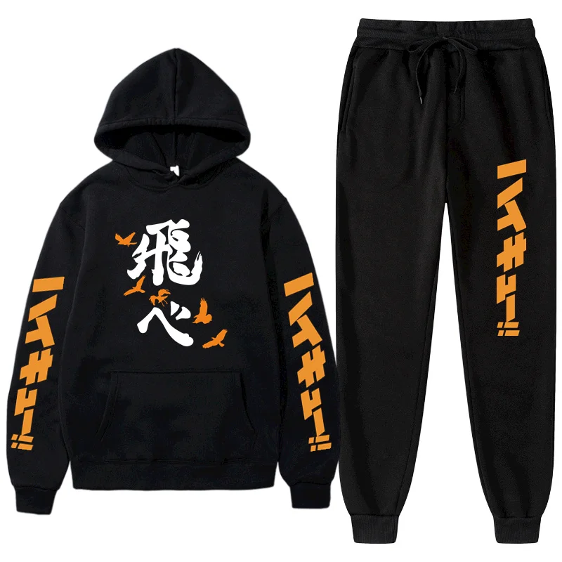 

2022 Autumn Winter Fashion New Harajuku Japanese Hip Hop Funny Print Sets Plus Fleece Casual Suit Men Women Hoodies Sweatshirts