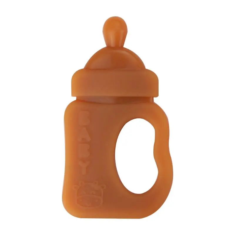 

Cartoon Milk Bottle Shape Baby Teether Silicone Chewing Teething Nursing Soother