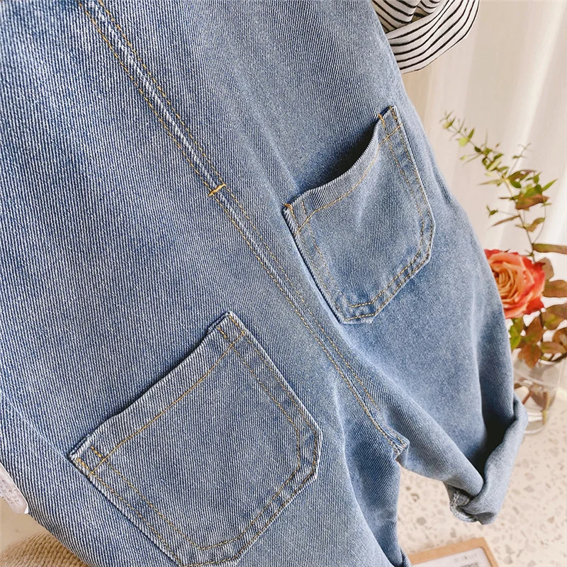 2022 Spring Autumn Casual Solid Color Loose Denim Overalls For Baby Girl Korean style Clothing
