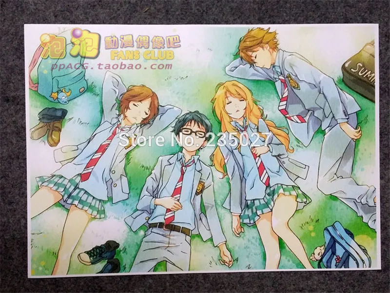 8 шт./компл. аниме ваша ложь в апреле плакат Arima Kousei Miyazono Kaori Tsubaki настенные картины