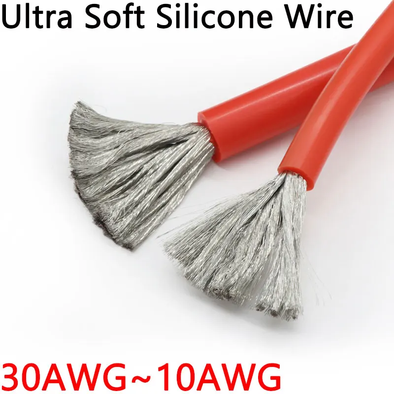 

1M/5M Heat-resistant cable 30 28 26 24 22 20 18 16 15 14 13 12 10 AWG Ultra Soft Silicone Wire High Temperature Flexible Copper