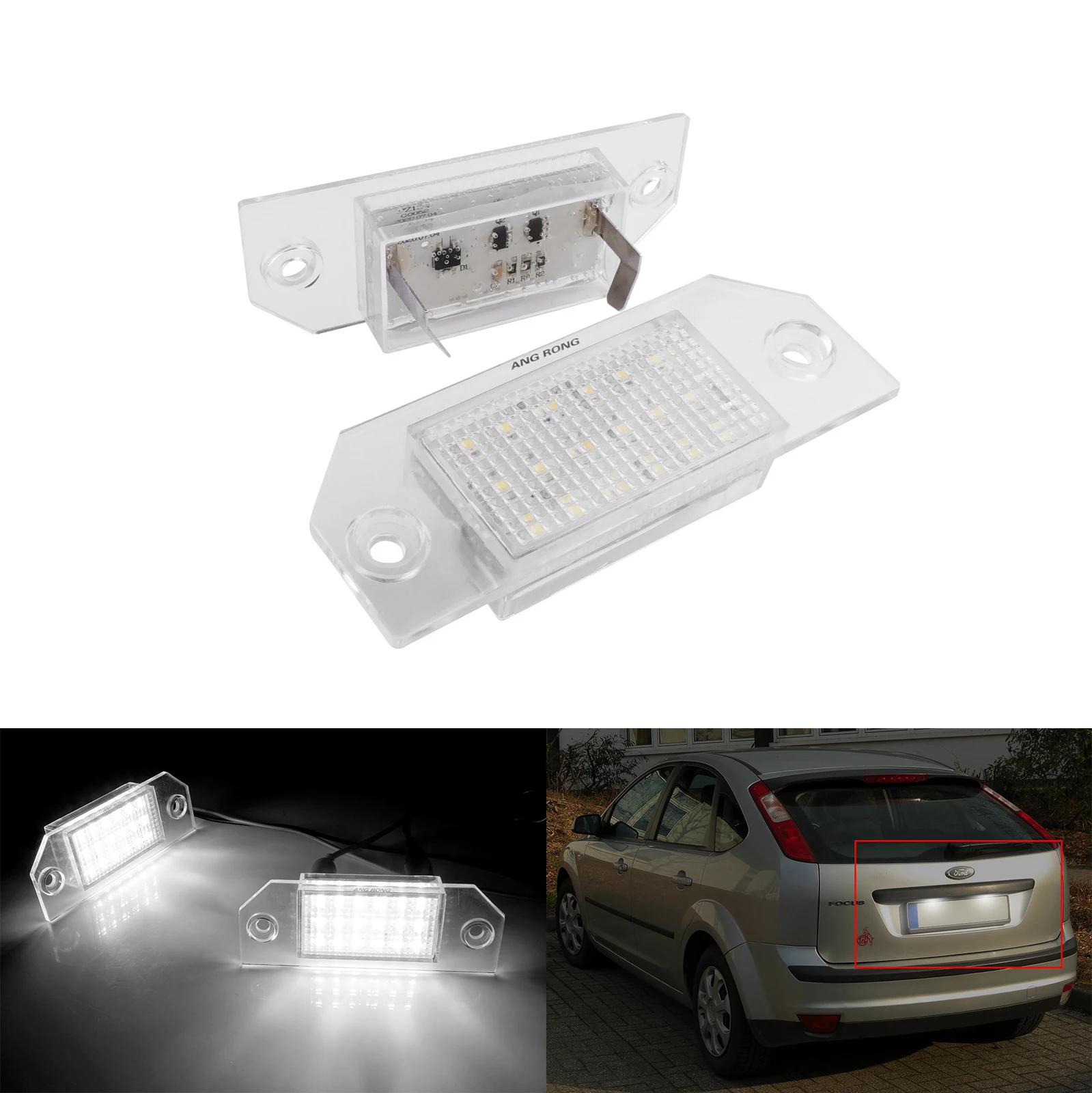 

2x Белый светодиодный номерной знак для Ford C-Max 2003-10 Focus II 2004-12