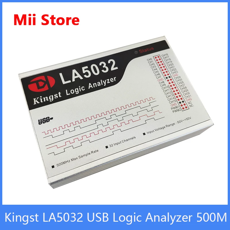 

Kingst LA5032 USB Logic Analyzer 500M max sample rate,32 Channels,10B samples, MCU,ARM,FPGA debug tool, English software