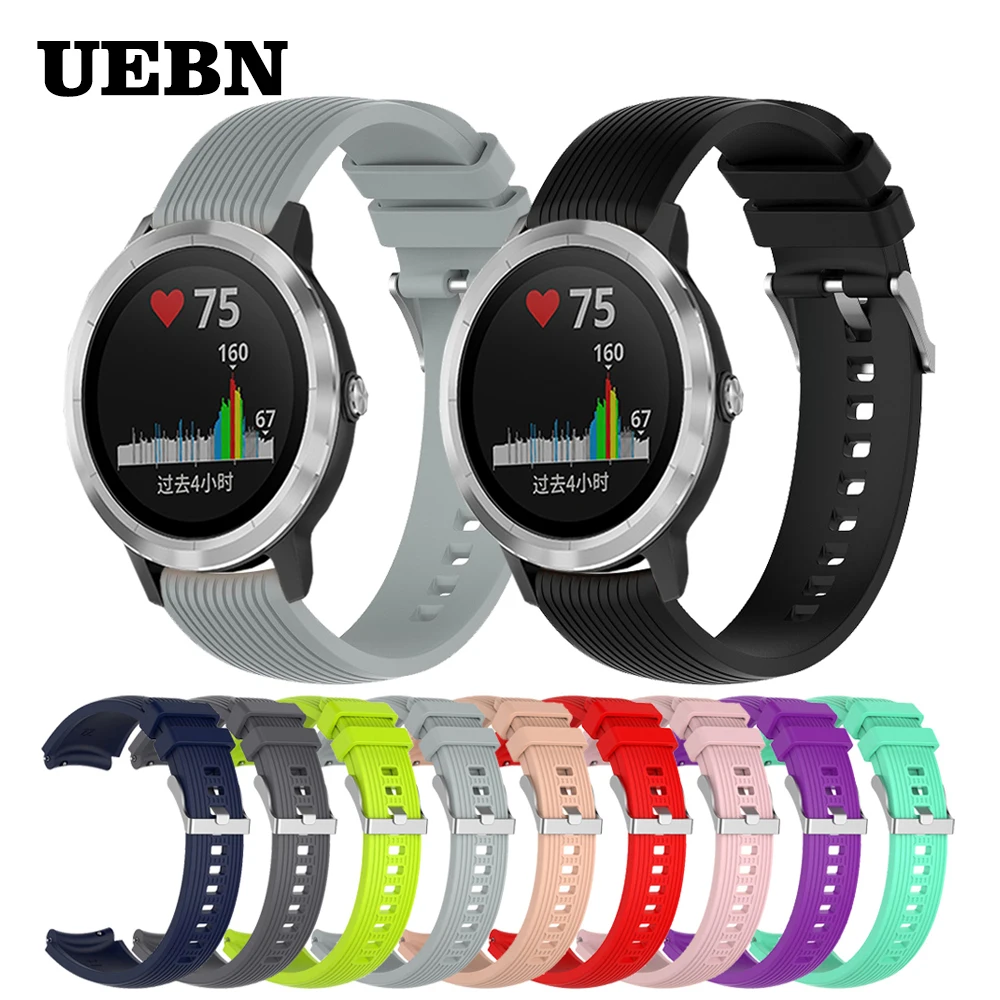 UEBN 20 мм силиконовый ремешок для смарт-часов Garmin Вену vivoactive 3 Смарт Браслет Samsung gear