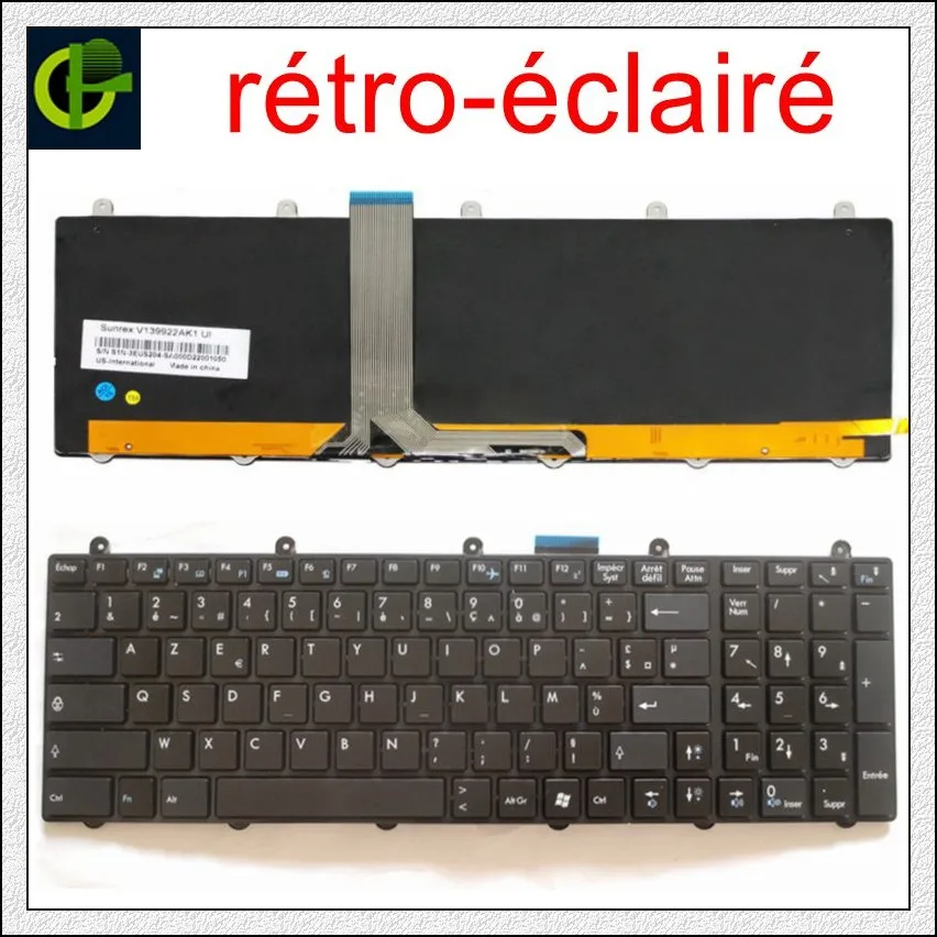 Клавиатура Azerty с французской подсветкой для MSI V123322AK1 V123322BK1 V123322CK1 V123322DK1 V123322EK1