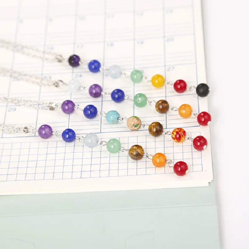 Натуральный кристалл семь чакр кулон кварцевый минеральные ювелирные изделия