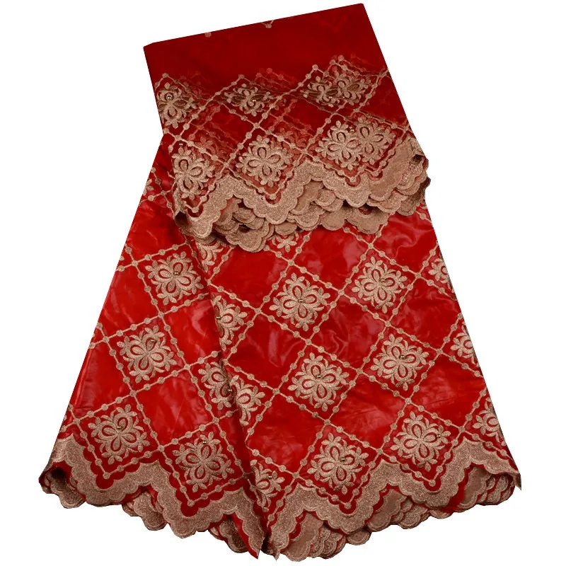 Красная африканская кружевная ткань французский вышитый Базен riche getzner с