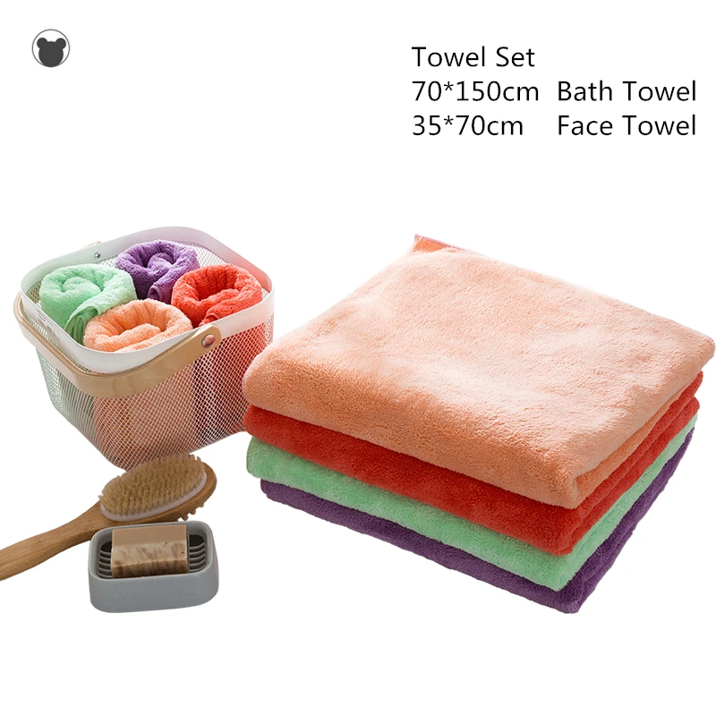 

2 PCS Bath Towel Set 70*150cm Extra Large & 35*70cm Medium Face Towels Soft Super Absorbent Microfiber Towel Set Bathroom Towels