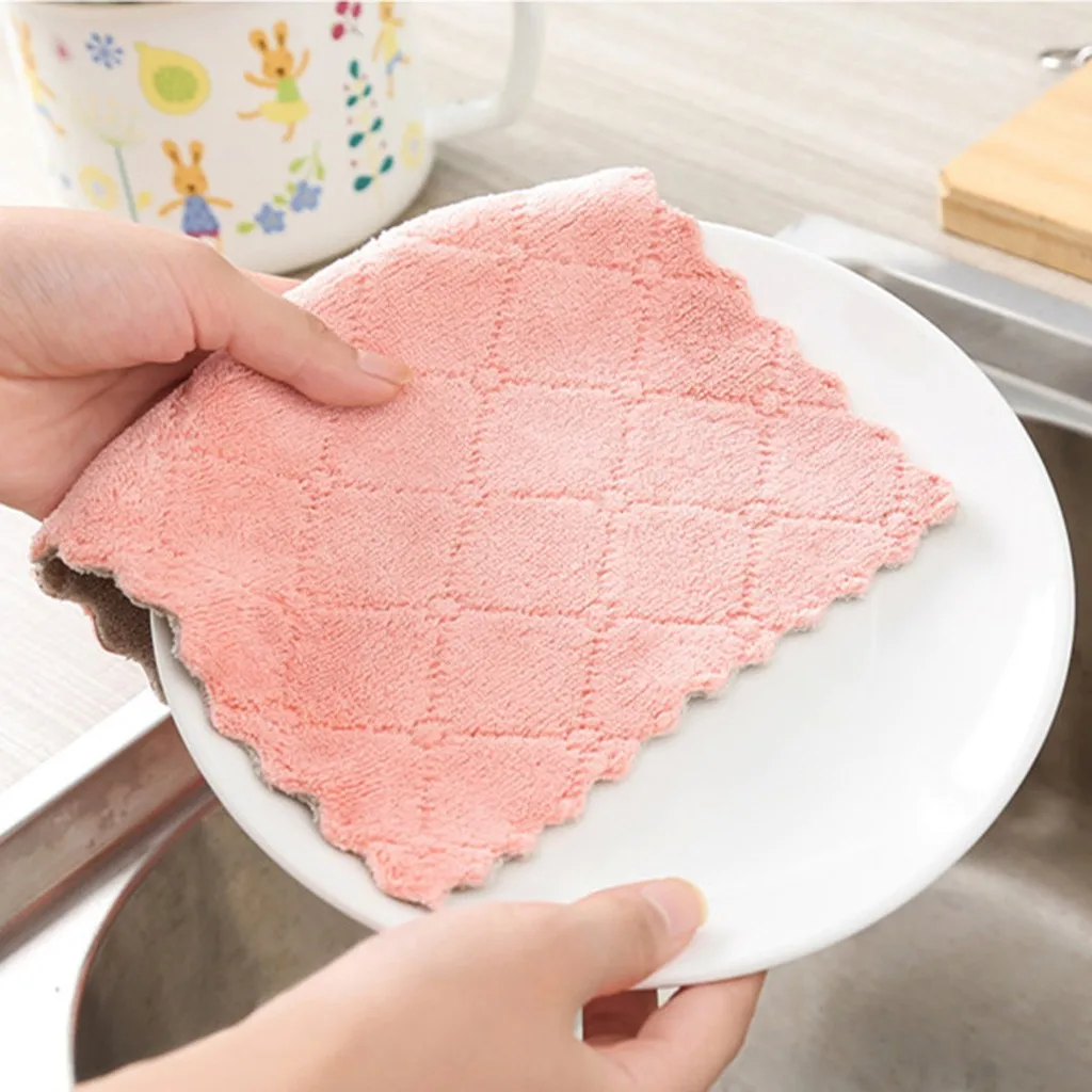Кухонные полотенца, 4 шт., антипригарное масло, коралловый бархат, подвесные полотенца для рук, кухонные полотенца, ткань из микрофибры, Torchon De Cuisine Coton