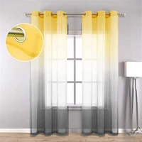 yellow grey linen sheer curtains for bedroom living room gradient semi voile drapes window curtain eyelet tops princess room