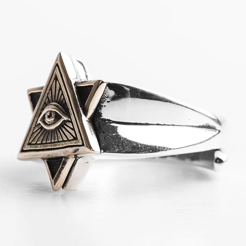 

Ruibeila Pentagram Eye of God S925 silver men and women personality opening adjustable personality gift ring R01010695