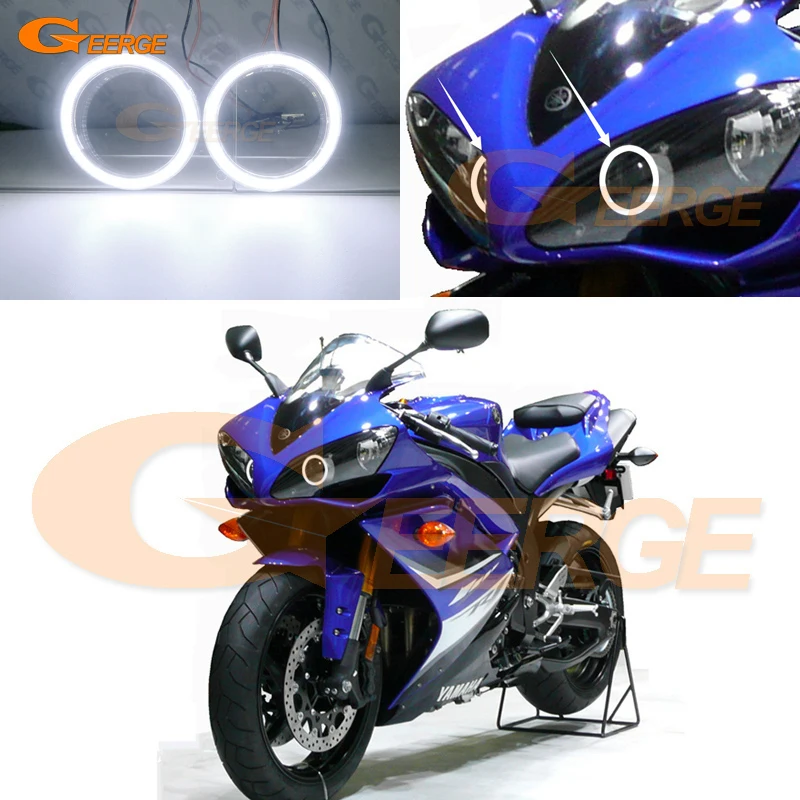 

Для Yamaha R1 YZF-R1 2004 2005 2006 2007 2008 отличные ультра яркие COB Светодиодные глаза ангела DRL кольца с ореолом