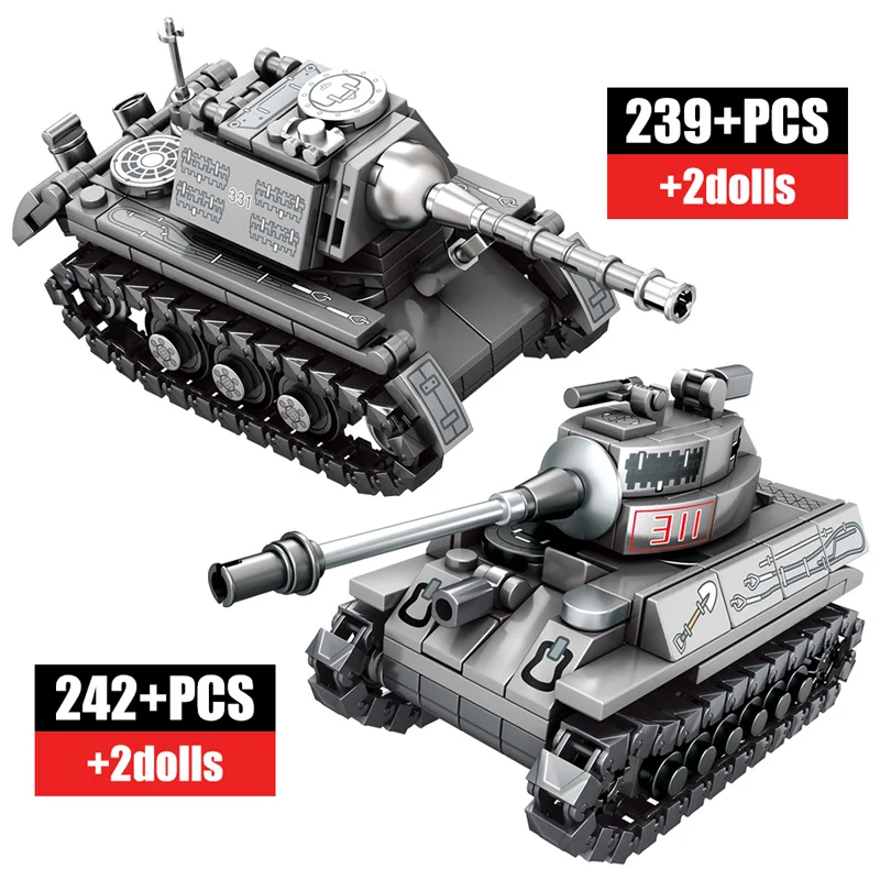 

957pcs City WW2 Chariot Series Building Blocks Military Tank Army Soldier Figures Technic Bricks Toys for Children