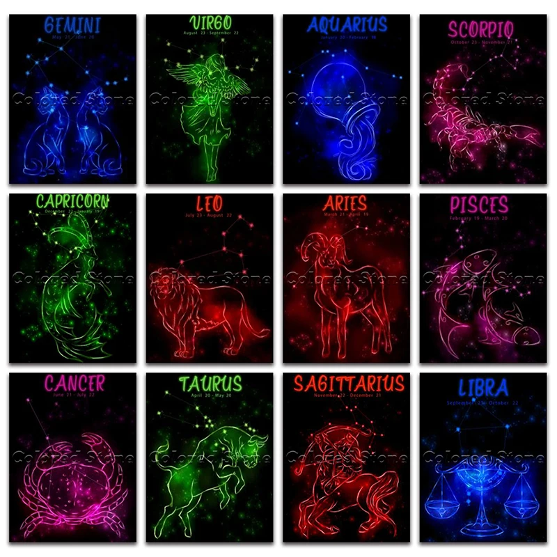 Алмазная живопись с созвездиями Мультяшные овечки крупного рогатого скота Льва
