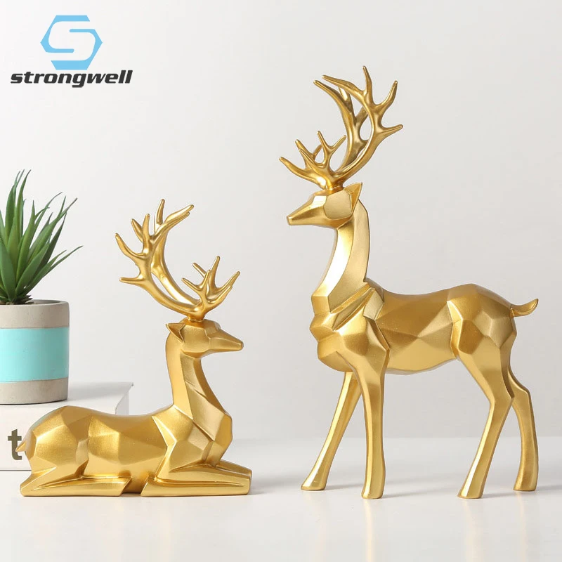 

Strongwell Resin Elk Ornaments Figurines Home Decoration Crafts Creative Housewarming Gifs Office Living Room Decorations