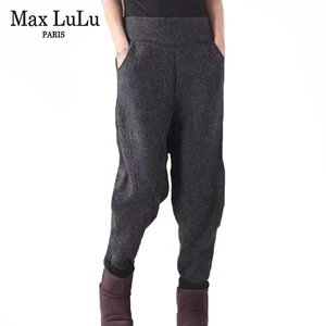 Max LuLu Европейский Роскошные Стиль зимние брюки женские свободные винтажные теплые меховые штаны-шаровары; Дамская Повседневная обувь в стиле панк Панталоны размера плюс