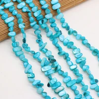 hot selling natural shell irregular rectangle blue beaded diy for bracelet necklace making jewelry accessories 8x15 10x20mm 80cm