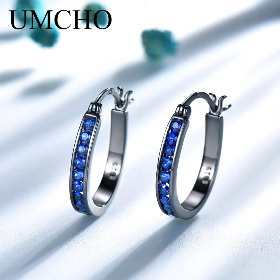 UMCHO Серебро 925 клипсы для женщин Небесно голубой топаз драгоценный камень свадебные обручение ювелирные украшения подарок на день Святого Валентина