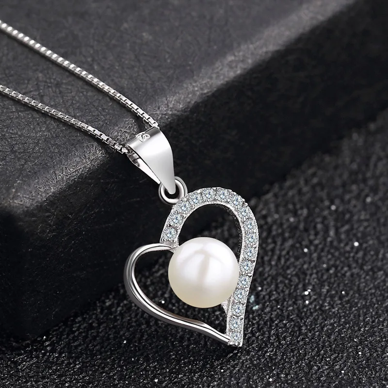 Женское ожерелье с подвеской из серебра 925 пробы жемчугом|Подвески| |