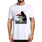 Хлопковая футболка унисекс Fuuny с кошачьими глазами и космическим принтом, летняя мужская футболка в стиле Харадзюку, повседневная женская уличная одежда