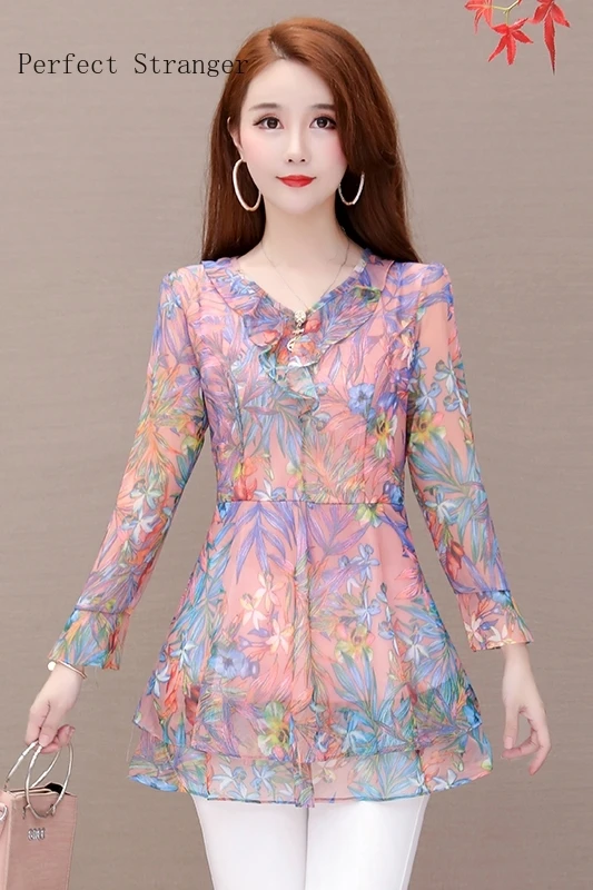 

New 2021 women simply style Women's blouse Long shirts Chiffon tops Plus Size
