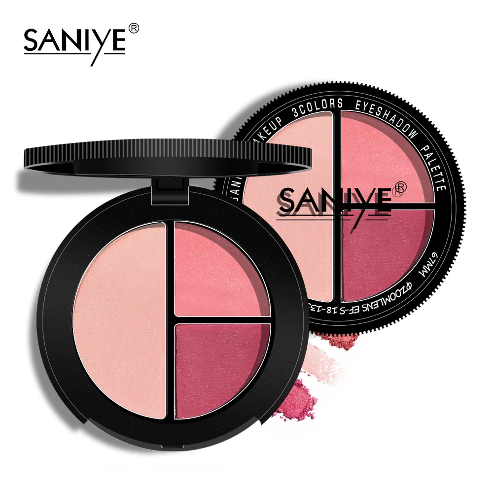 SANIYE, Профессиональные Тени для век, матовые, макияж, 3 цвета, пудра, тени для век, палитра, блеск, косметика, компас, палитра, E0322