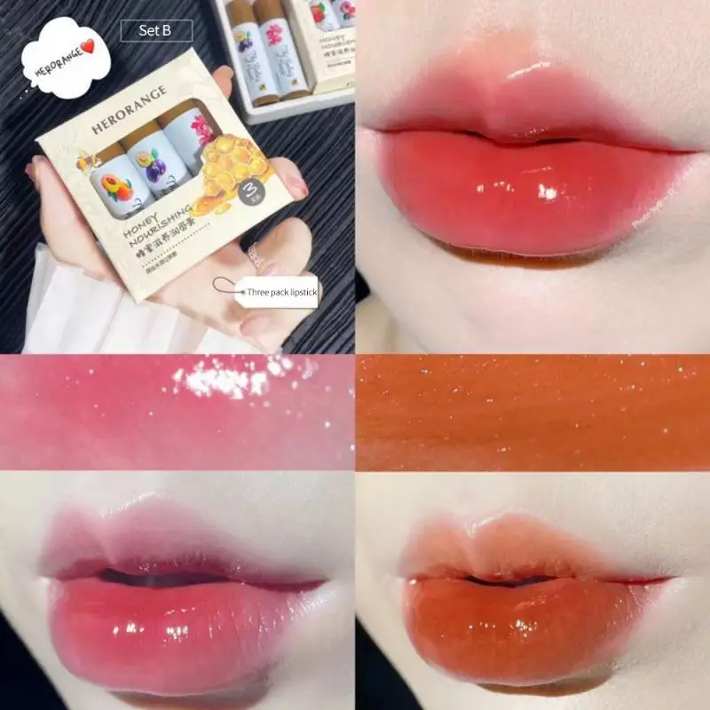 

HERORANGE 3PCS Lip Balm Set Honey Nourish Lasting Moisturizing Hydrating Lipstick Reduce Lip Lines Moist Lips Makeup Cosmetic