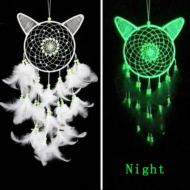 

Luminous Dream Catcher Handmade Ornament Car Pendant Wind Chimes Feather Decoration Home Decoration