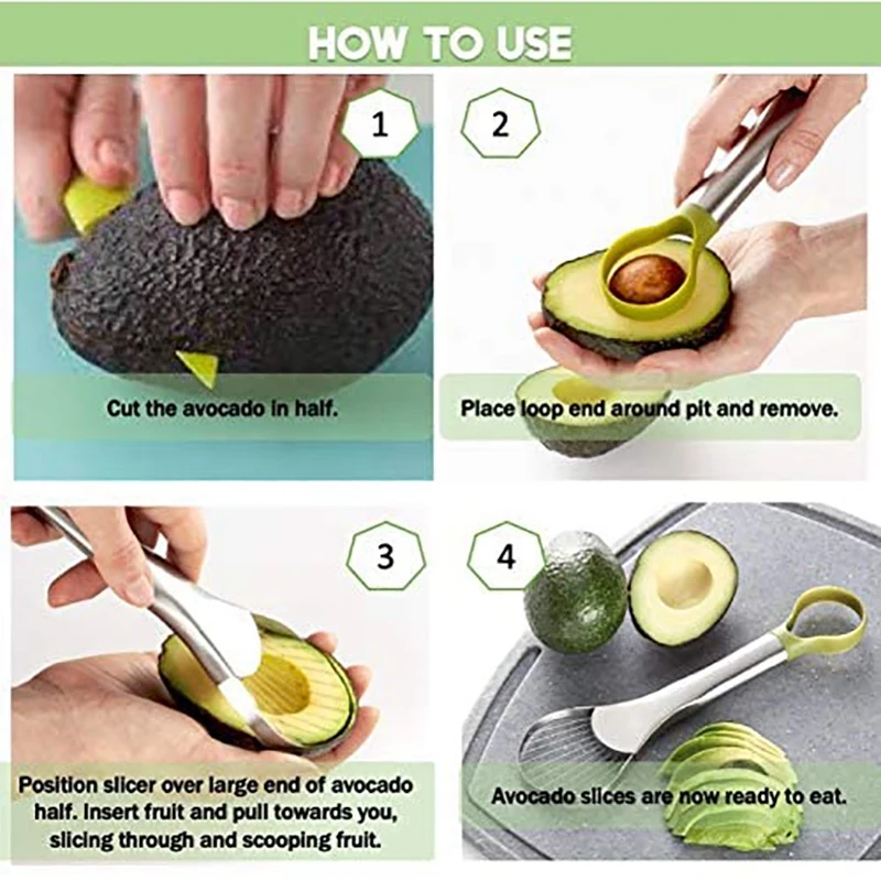 

Avocado Slicer, 2 in 1 Avocado Cutter and Peel Remover,Perfect Stainless Steel Avocado Pitter Tool,Upgrated Fruit Cutter