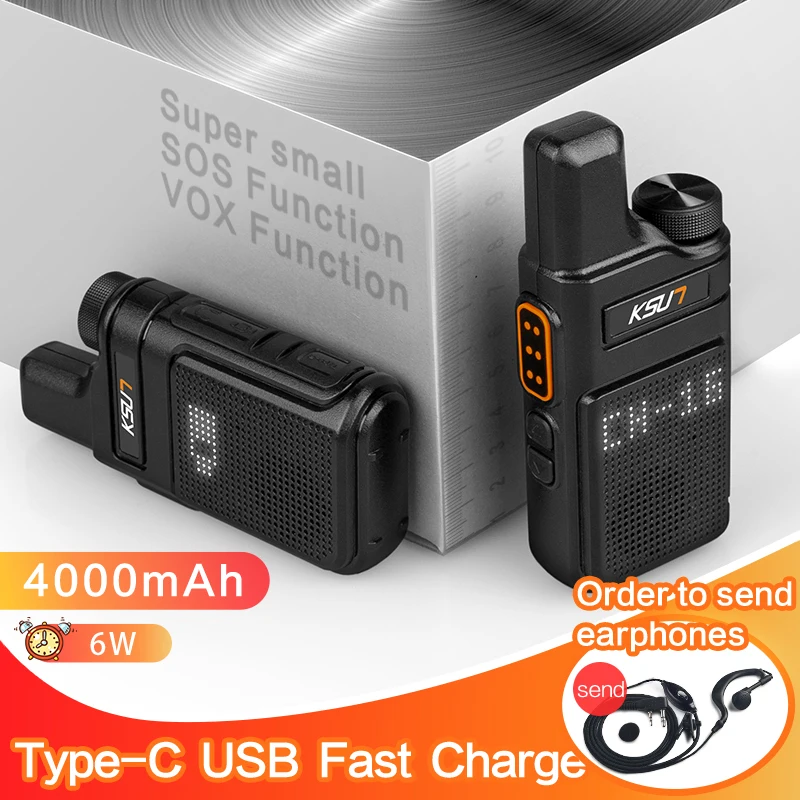 KSUN-Mini walkie-talkie X-M6, Radio bidireccional, UHF, PMR 446, estaci&oacute;n transceptor de Radio port&aacute;til Profesional, intercomunicador, antena interna-0