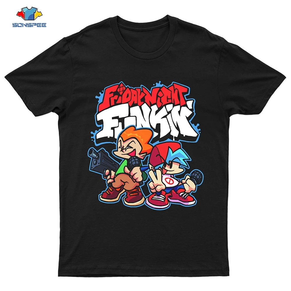 

SONSPEE Anime Print Friday Night Funkin Men Women Cotton T-Shirt Streetwear Short Sleeve Funny Graphic Oversize T Shirts