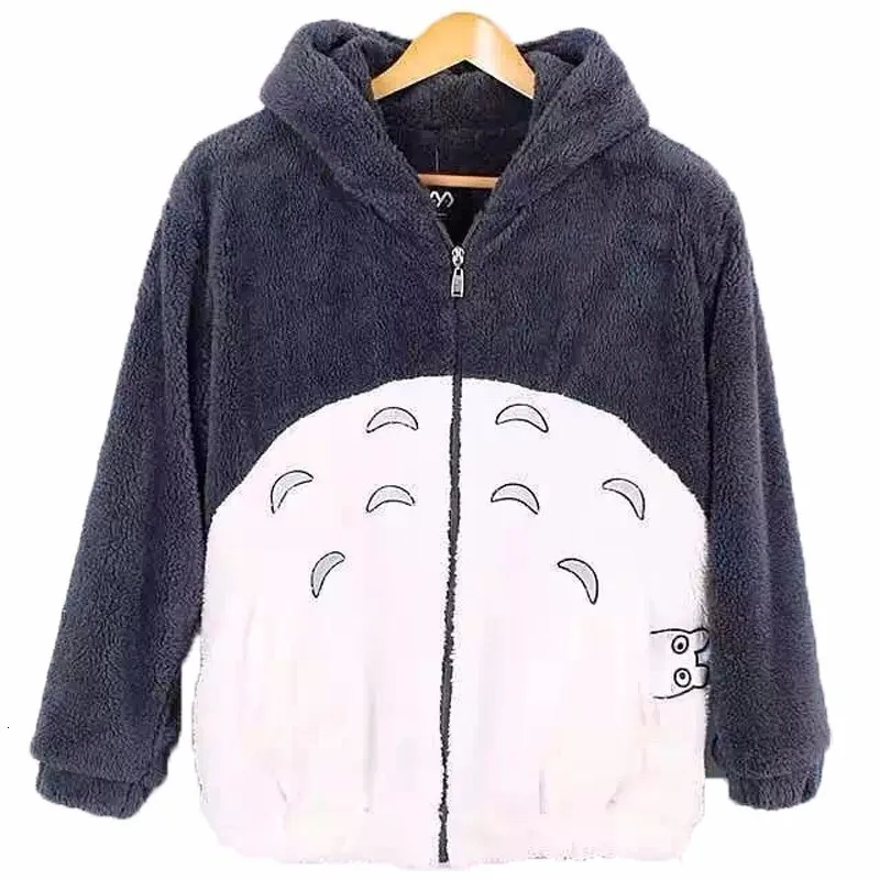 Аниме Мой сосед Тоторо Косплей Толстовка флис серый толстовки с ушками осень зима для мужчин женщин Плюшевые Kawaii пальто куртка