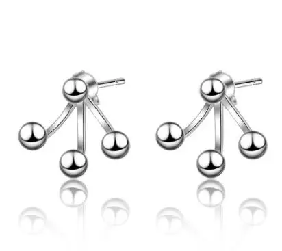 

925 Sterling Silver Christmas Gift Geometric Charm Stud Earrings For Women Kids Fashion Elegant Party Jewelry A159