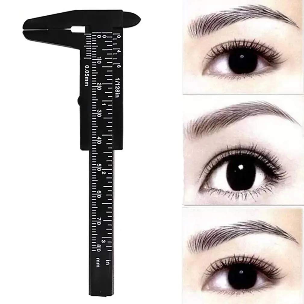 Portable Double Scale 80MM Plastic Eyebrow Measuring Vernier Caliper Ruler Permanent Makeup Measurement Tools |