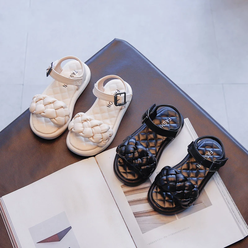 

Fashion braid children's flat princess shoes dress beach sandals girls party shoes fashion children's shoes size 26-36 wholesale