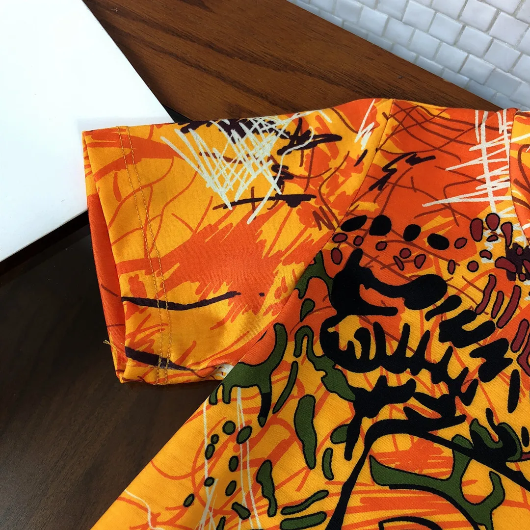 

2021 Children's T-shirt Set Summer Clothes Boys Sweatshirt Kids Children's Western-style Short Sleeve Pants Two-piece Sports