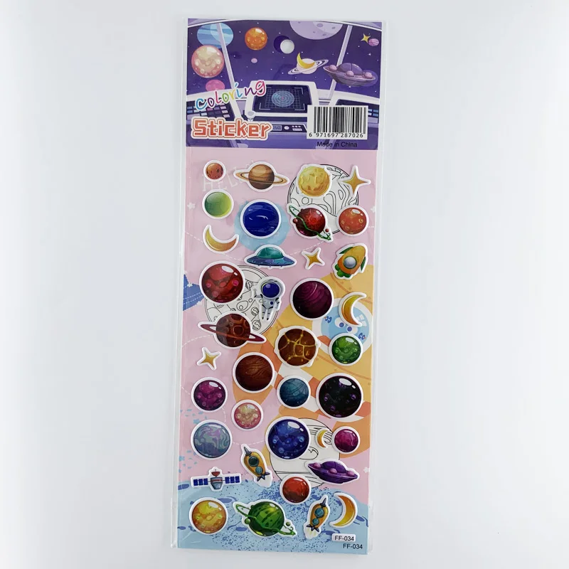 4 hojas/set 3D espacio planeta patr&oacute;n de espuma de burbujas de los ni&ntilde;os pegatinas Scrapbooking pegatinas de decoraci&oacute;n DIY regalo-2